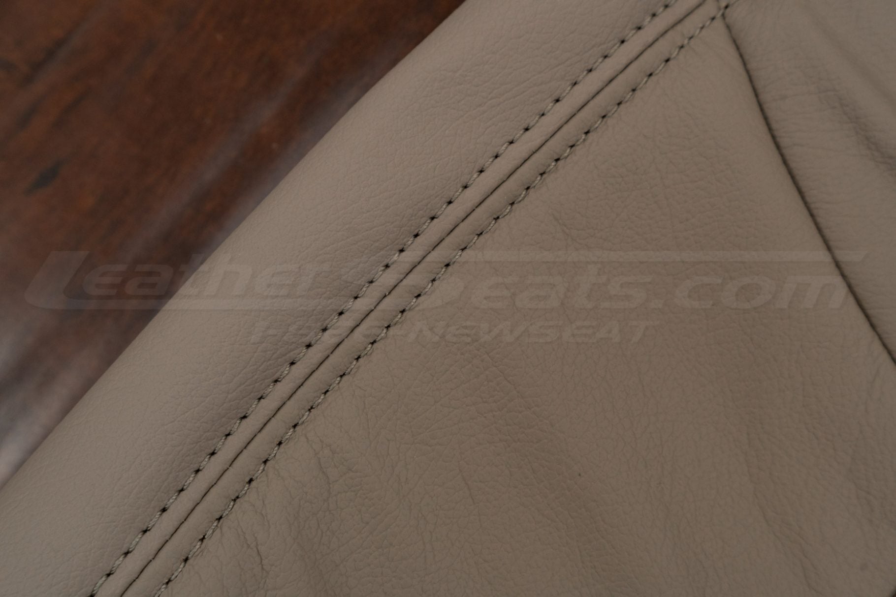 Shale stitching on matching shale leather