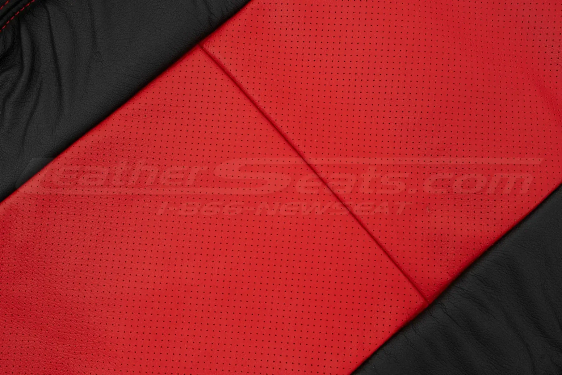 Perforated Bright Red automotive leather close-up