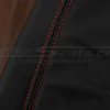 Bright Red stitching on black leather