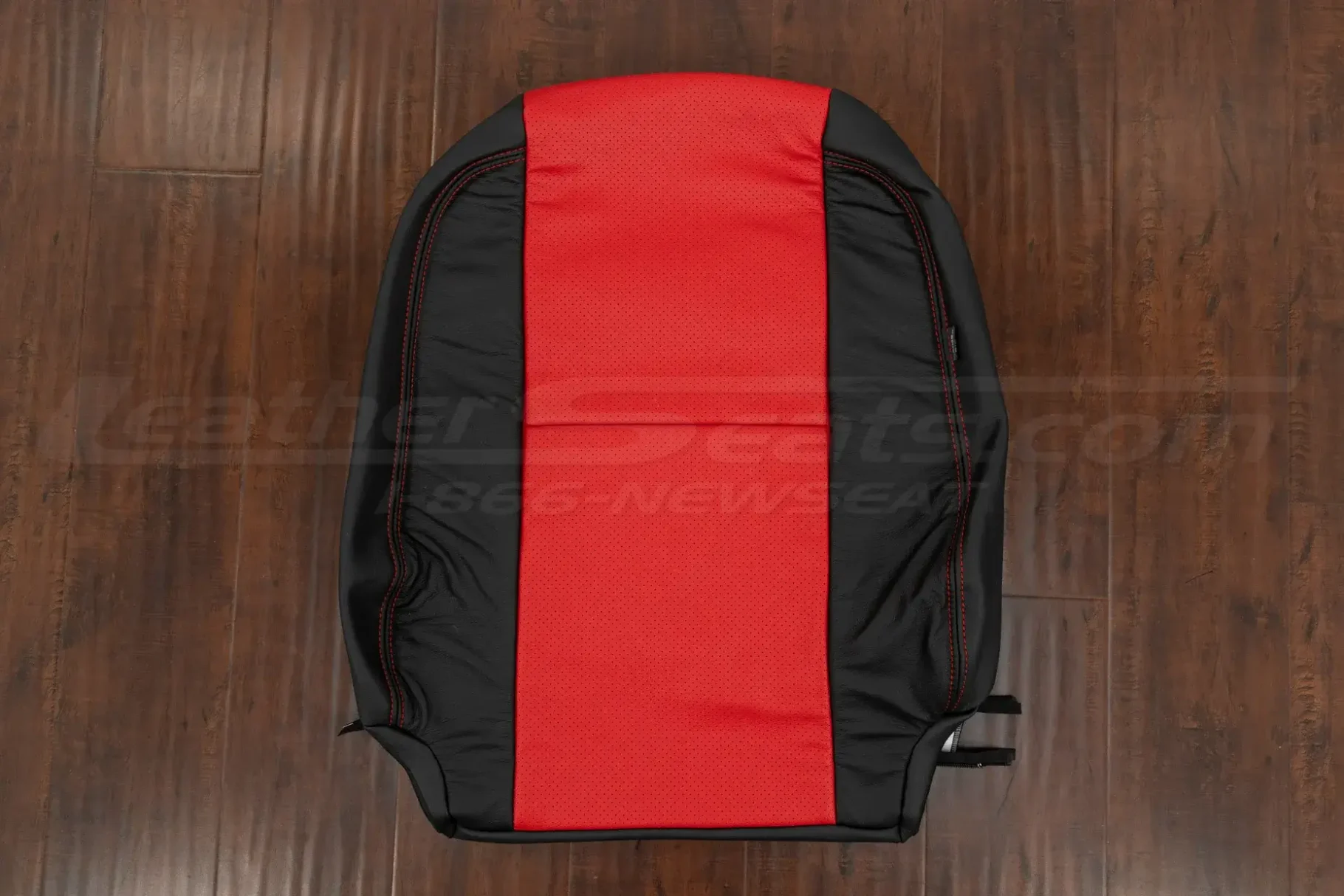 Two-Tone Black and Bright Red perforated leater backrest upholstery