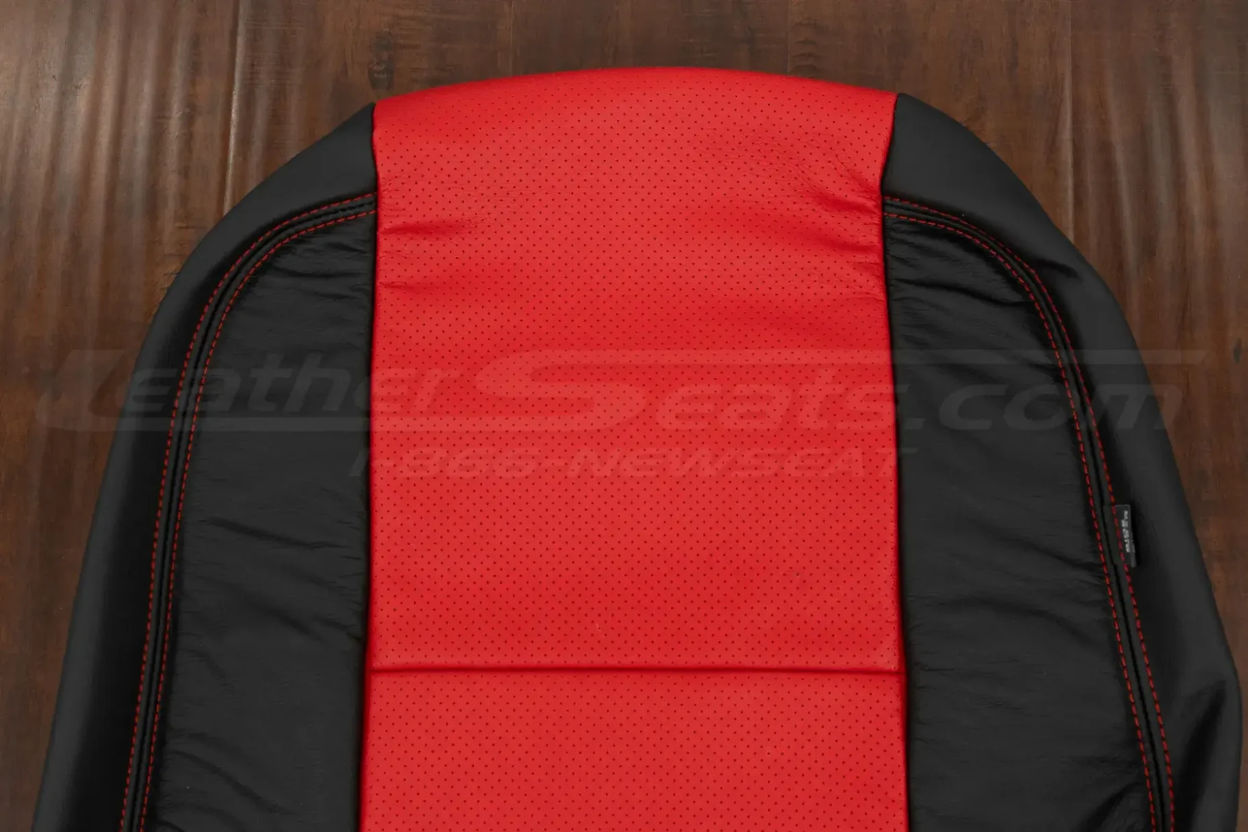 Upper section of leather backrest upholstery