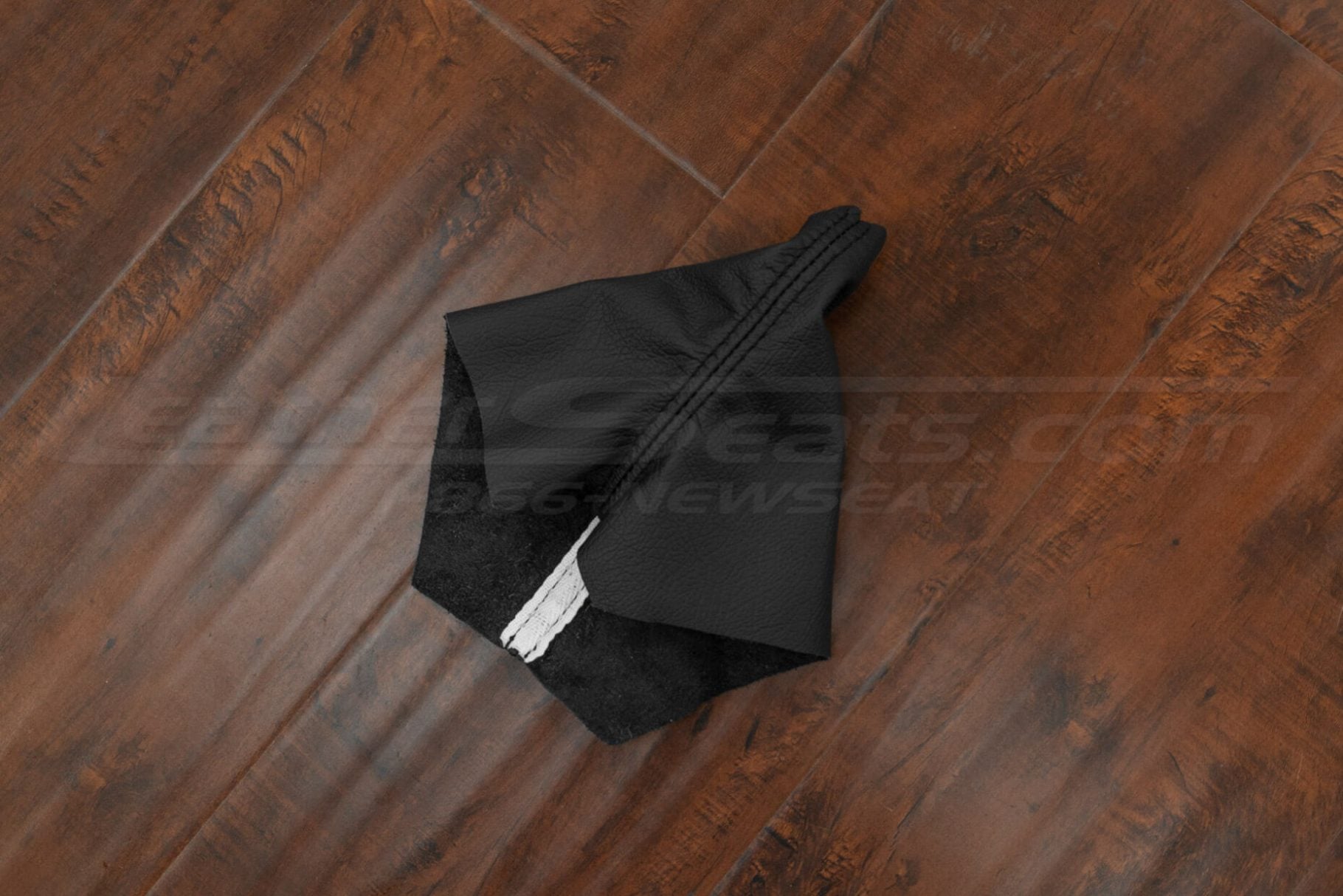 Flat laying custom shift boot upholstery for ford mustang