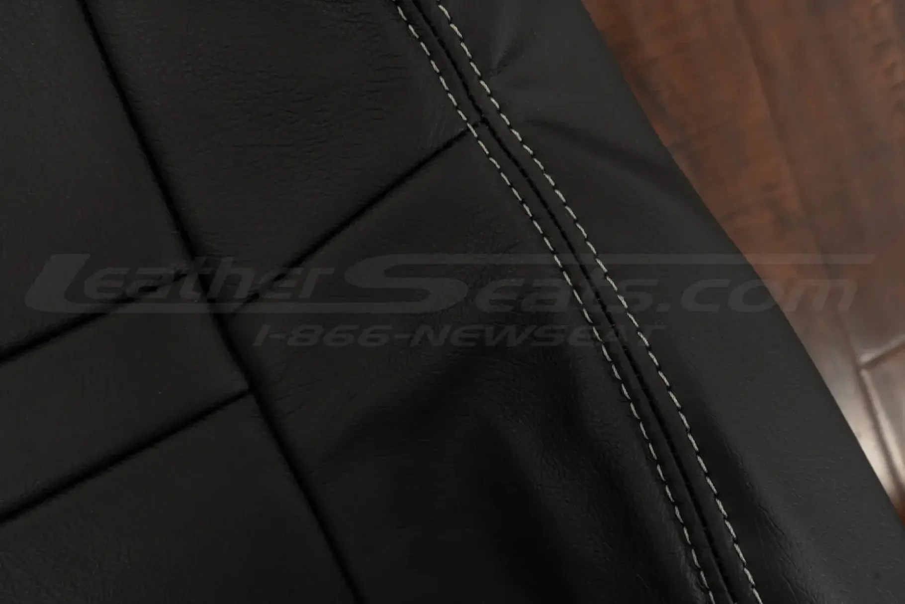 Contrast Frost stitching on black leather