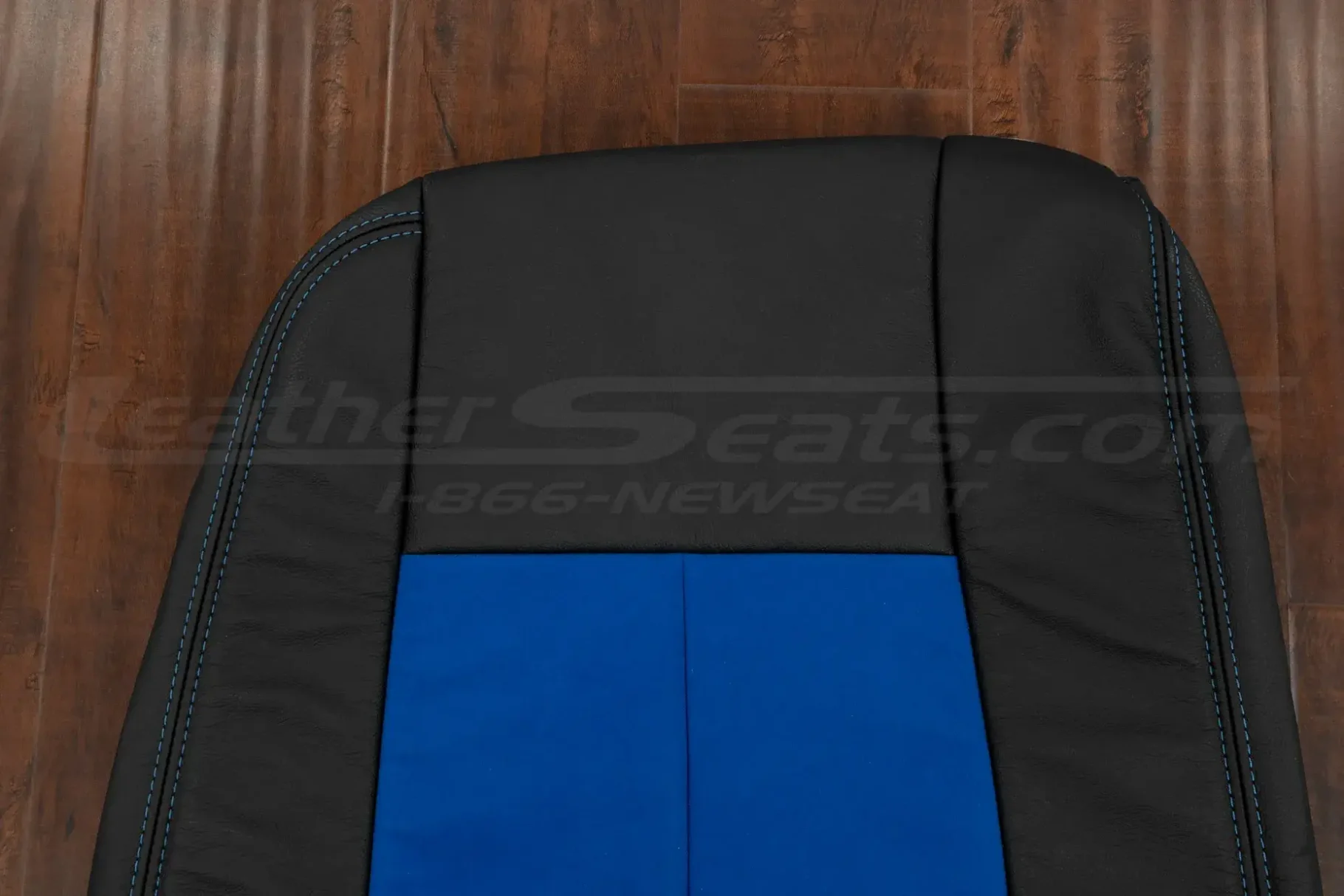 Upper section of two-tone trailblazer backrest upholstery
