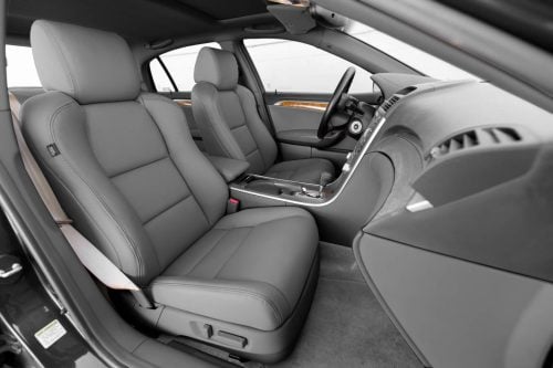 Acura TL replacement leather seat covers in Light Grey - Installed
