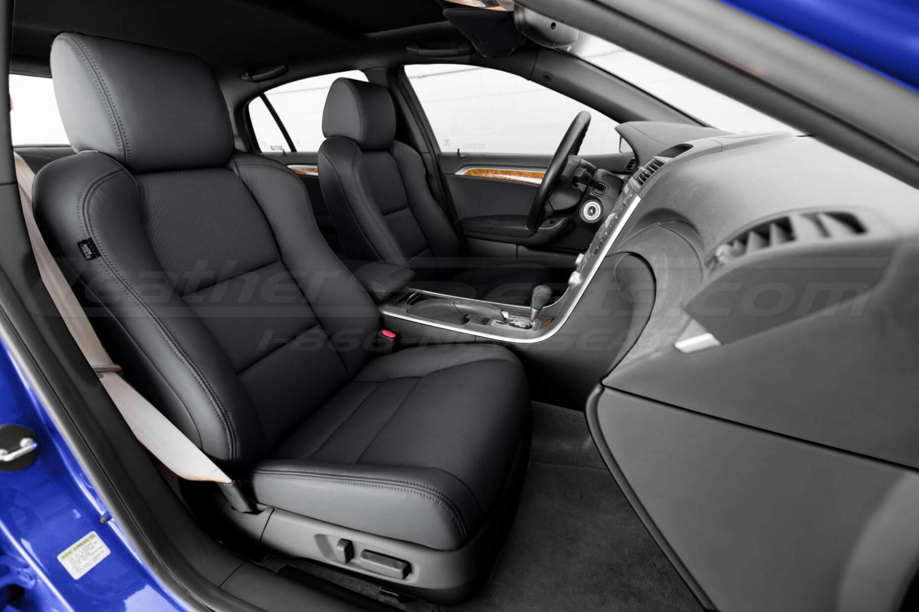 Aftermarket black replacement leather seat covers for Acura TL