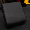 Aftermarket Ford F-150 leather console lid cover in black with contrast stitching