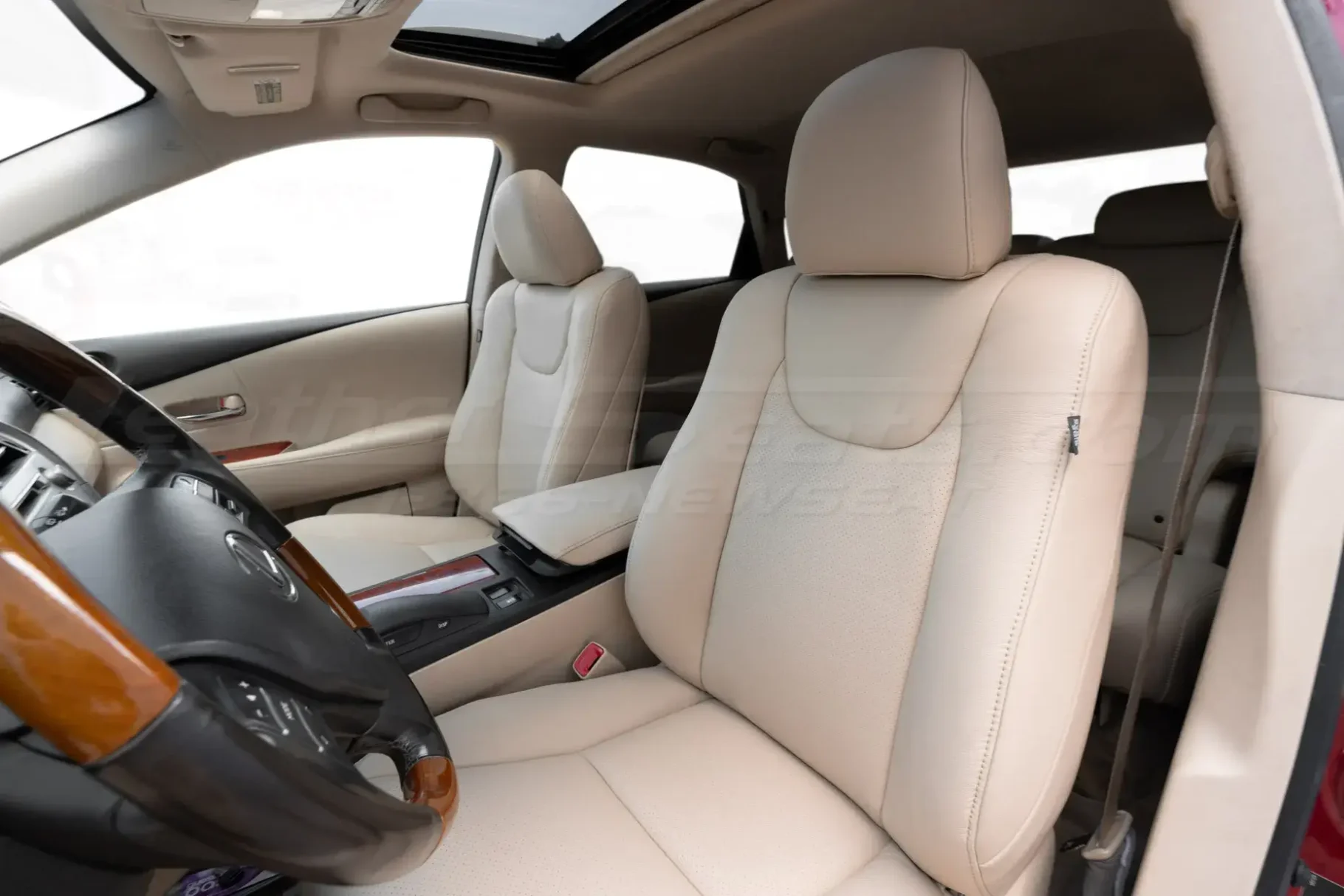 Backrest and headrest section of installed leather seats for rx450h