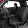 Aftermarket black replacement leather seat covers for BMW e30 - front seat installed