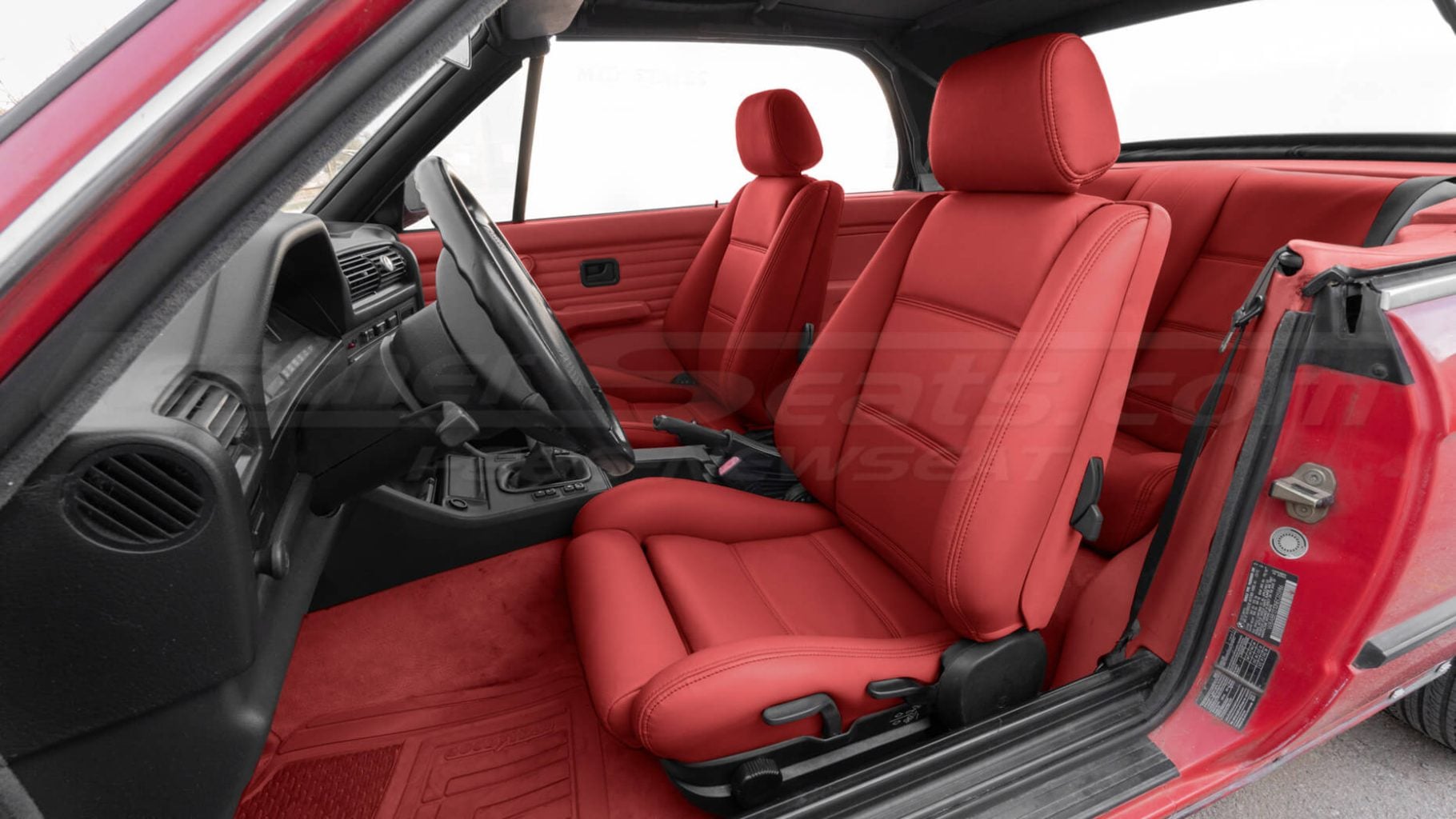 Cardinal Red installed leather seats for BMW E30