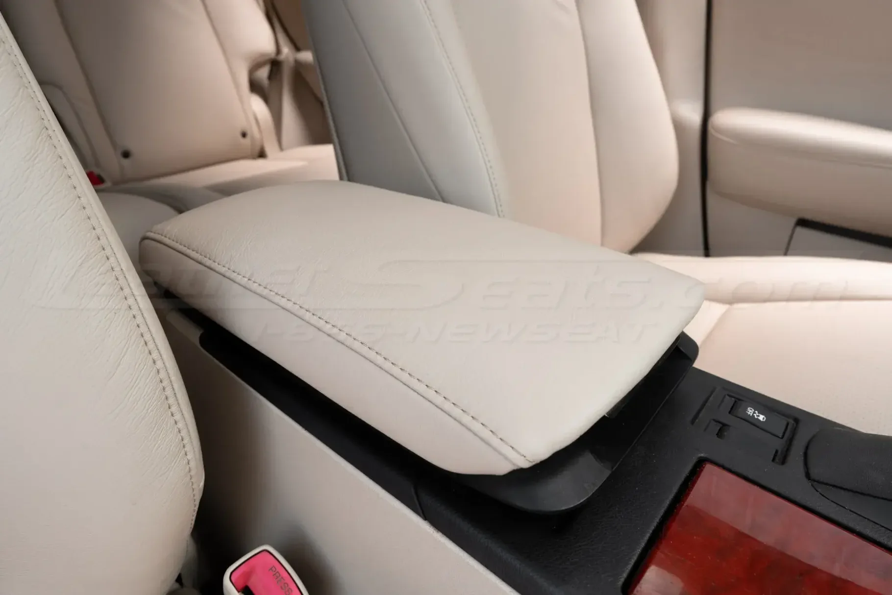 Lexus RX custom leather center console lid close-up