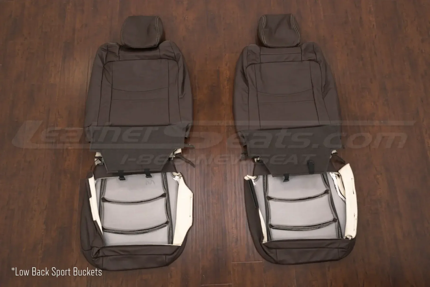 Dodge Ram Coffee Replacement leather seat covers - front seat upholstery flipped