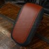 Custom Blue and Mitt Brown leather center armrest for Ford Maverick trucks