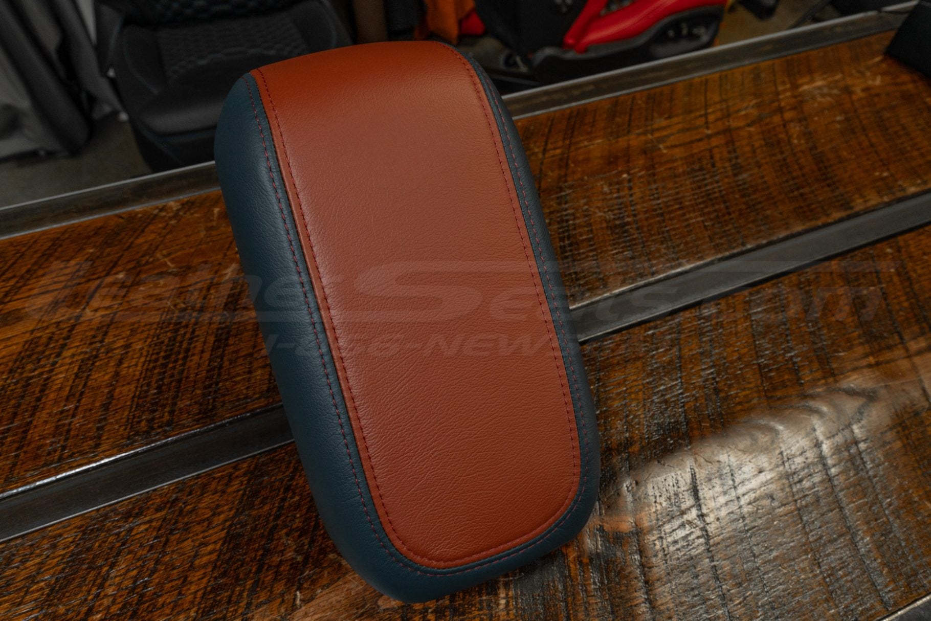 Two-Tone leather center console lid cover for Ford Maverick trucks
