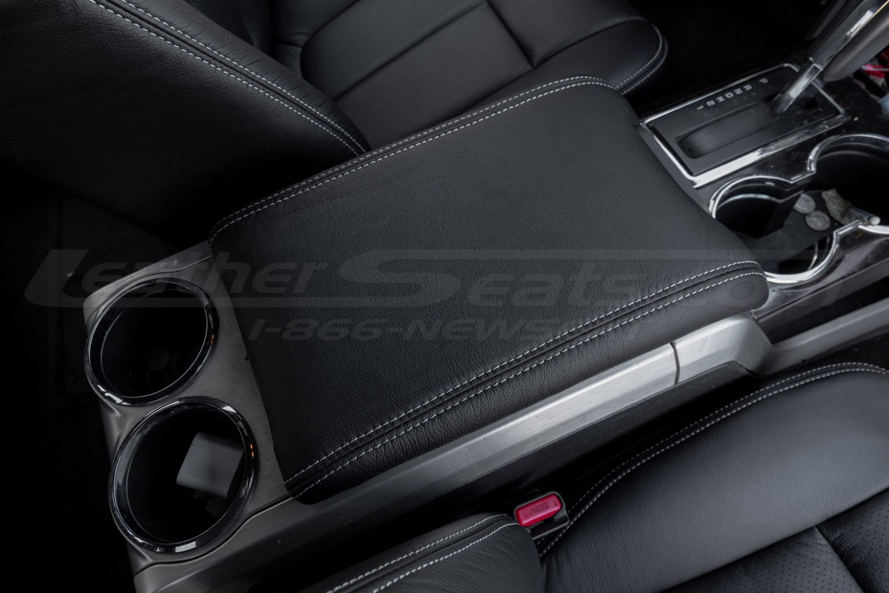 Custom leather center console lid cover for ford f-150 trucks
