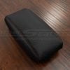 Custom leather center console lid cover in Black with Red stitching