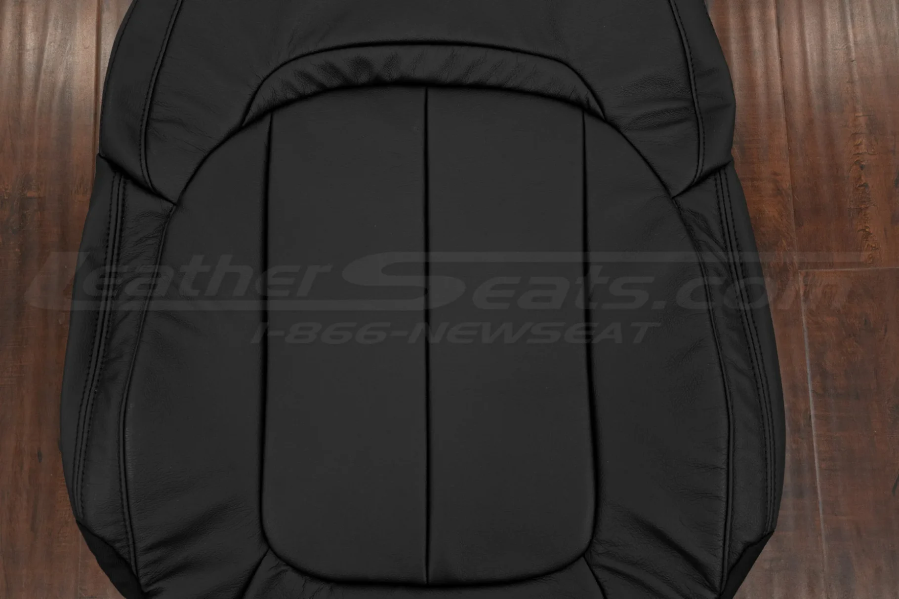 Insert section of black leather backrest upholstery