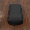 Front view of black leahter console lid cover upholstery