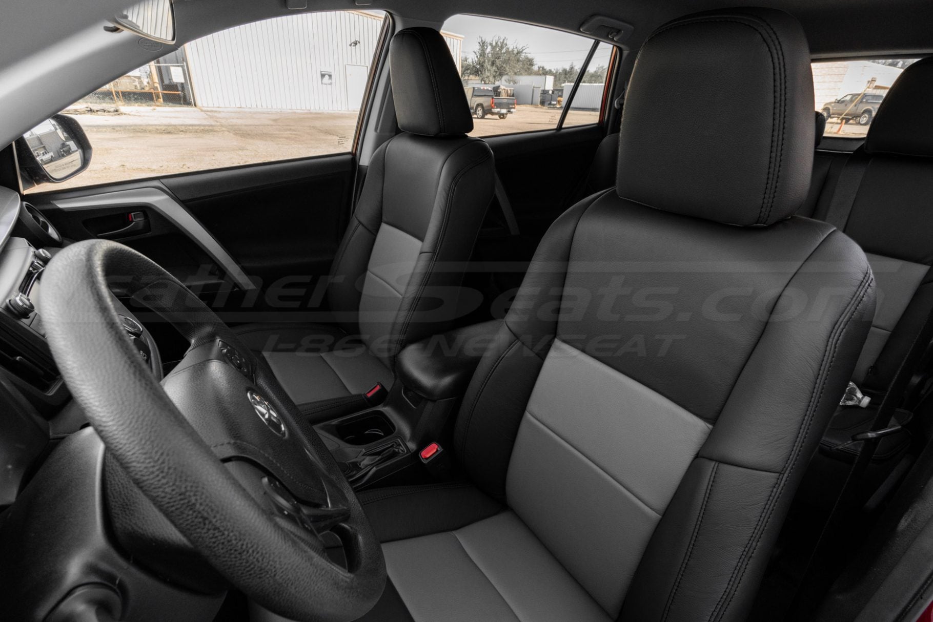 Custom black and light grey leather seats installed - toyota rav4