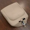Custom jump seat leather center console cover in ivory