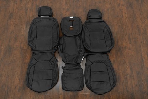 2019-2026 GMC Sierra Black leather seat upholstery kit with Black stitching