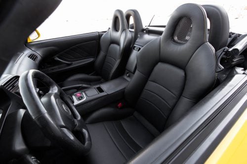 2000-2005 Honda S2000 installed black leather seats with Sunrise yellow stitching