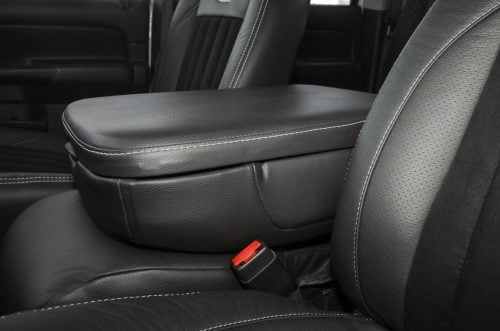 2002-2005 Dodge Ram leather center jump seat console lid cover installed