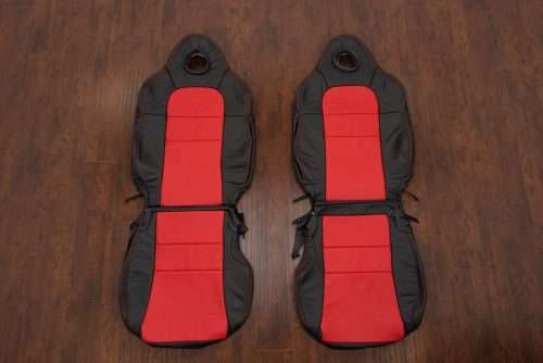 2002-2005 Honda Civic custom black and bright red leather seat covers