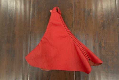 2005-2009 Ford Mustang leather shift boot upholstery in Bright Red with Black stitching