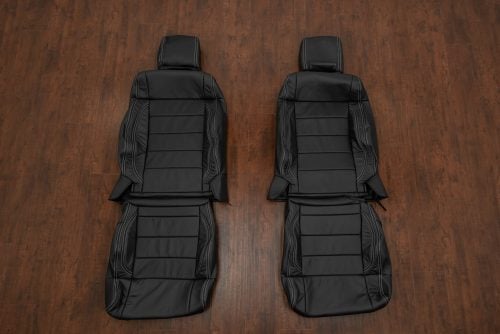2007-2010 Jeep Wrangler Leather Seat Upholstery Kit - black with silver stitching