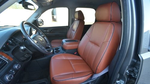 2007-2014 Chevrolet Suburban installed custom mitt brown leather seats
