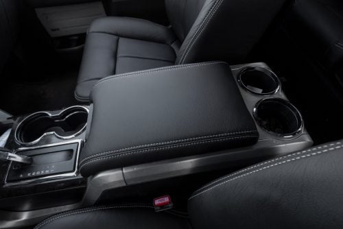 2009-2014 Ford F-150 Leather console lid cover upholstery installed