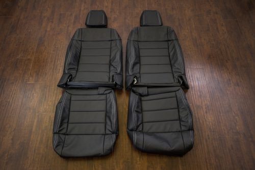 2011-2012 Jeep Wrangler Black leather seat upholstery kit with silver stitching