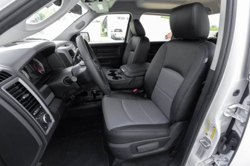 2013-2022 Dodge Ram Black and Lapis aftermarket leather seat covers installed