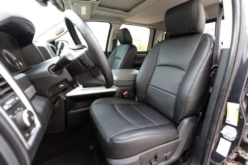 2013-2022 Dodge Ram black replacement leather seat covers installed