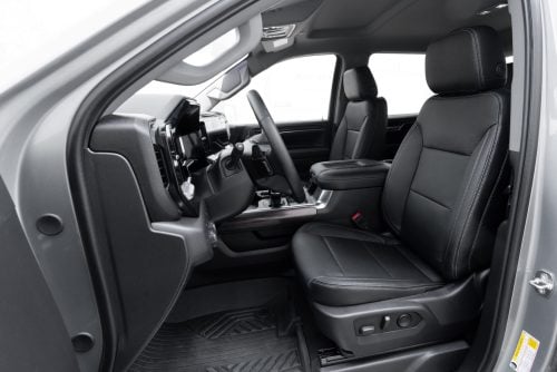 2019-2026 Chevrolet Silverado installed Black leather seats with Lapis stitching and perforated inserts