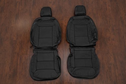 2021-2024 Ford Explorer Black replacement leather seat covers with Light Grey stitching