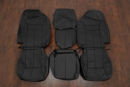 1998-2002 Dodge Ram aftermarket leather seat covers - black with ash stitching