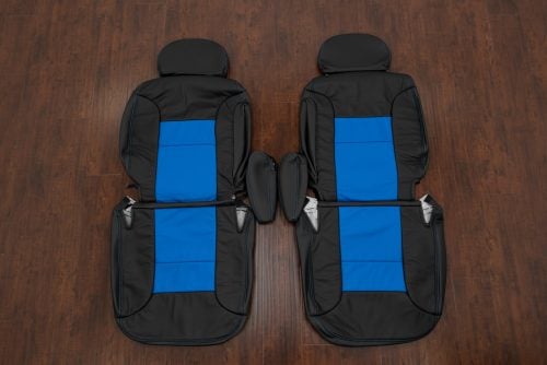 Black and Cobalt Blue custom leather seat kit for Chevrolet Tahoe