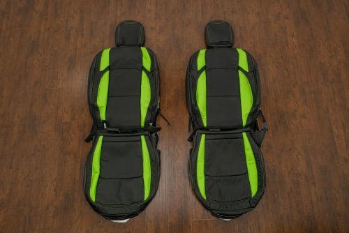 Black and Lime Green Jeep Wrangler JL replacement leather seat covers - front seat upholstery
