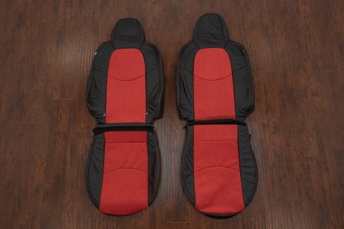 Black Mazda Miata leather seat kit with Red Suede
