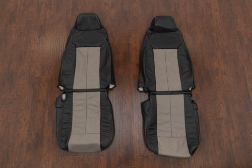 Black and Slate/OEM Khaki aftermarket leather seat kit for Jeep Wrangler