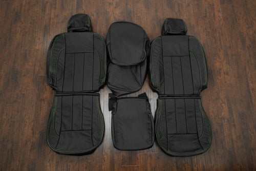 2006-2008 Dodge Ram with black leather seats and lime green stitching