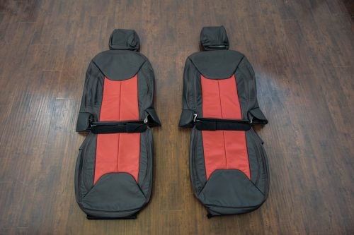 Black and Red aftermarket leather seats for Jeep Wrangler