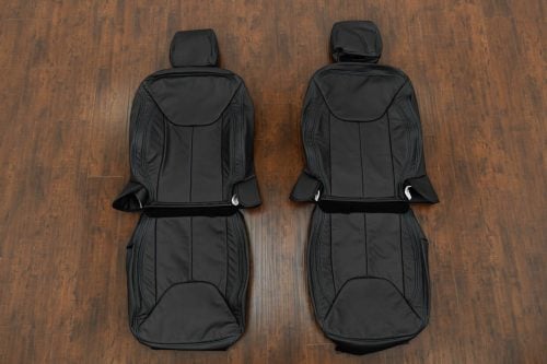 Jeep Wrangler Black leather seat covers with subtle blue perforation