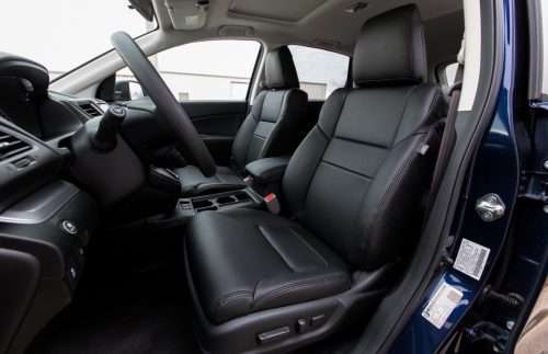 Black replacement leather seat covers installed Honda CR-V