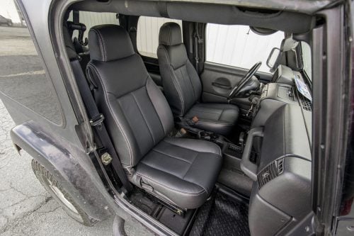 Black leather seats installed in Jeep TJ Wrangler