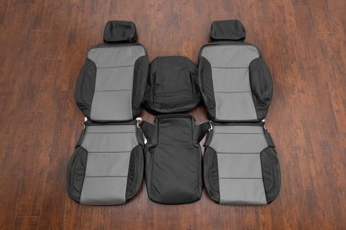 2014-2019 Black and Light Grey GMC Sierra leather seat upholstery kit