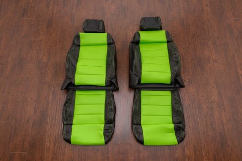 Black and Lime Green leather seat upholstery for Jeep Wrangler