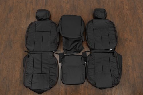 Black Dodge Ram leather seats with contrast red stitching